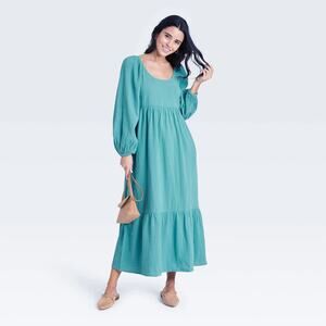 Universal Thread Teal Long Sleeve Maxi Dress Size Large Comfy!